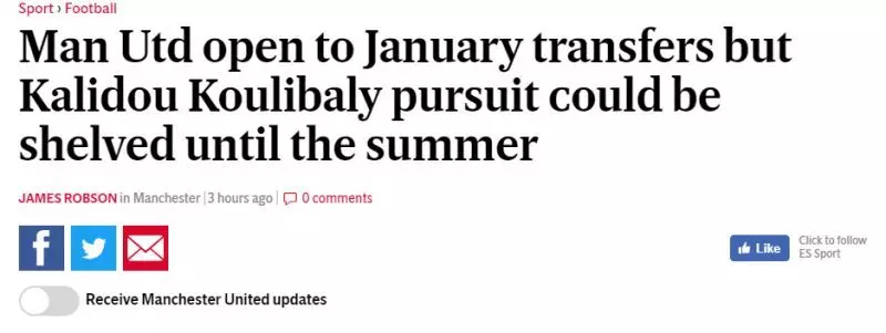 晚旗報：若1月追不到庫利巴利，曼聯將在夏天繼續追求